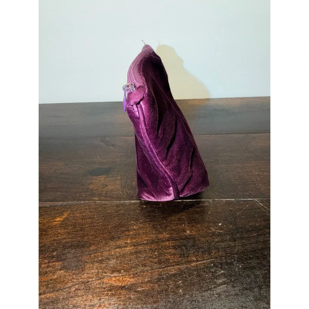 Zara Fragrances Purple Velvet Cosmetic Bag Love Gold Charm Makeup Pouch Zip Mini